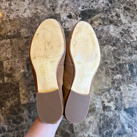 Lord & Taylor 424 Fifth Gabby Tan Suede Leather Loafers Horsebit Slipon 6/36 - Picture 15 of 15